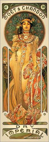 Moet, Chandon, Dry Imperial, Alphonse Mucha painting